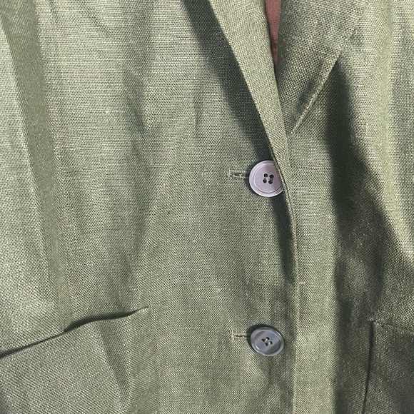 Vintage Charter club 100% linen green double button blazer size 12 - Picture 2 of 7